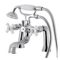 Kingston Brass KS228PXC Deck Mount Clawfoot Tub Faucet with Hand Shower, Polished Chrome KS228PXC